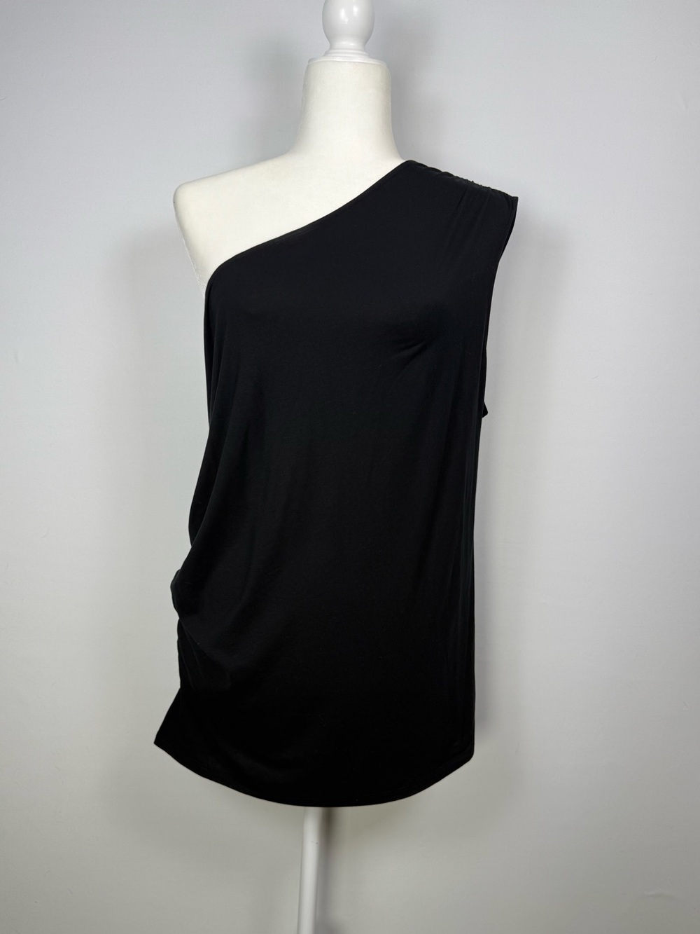 A New Day Women’s One Shoulder Ruched Tank Top, Black, Size: XXL